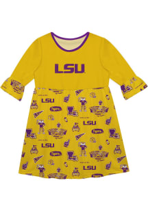 Vive La Fete LSU Tigers Toddler Purple Impressions Long Sleeve Dress