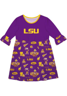 Vive La Fete LSU Tigers Toddler Yellow Impressions Long Sleeve Dress