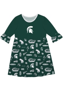 Vive La Fete Michigan State Spartans Toddler Green Impressions Long Sleeve Dress