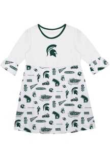 Vive La Fete Michigan State Spartans Toddler White Impressions Long Sleeve Dress