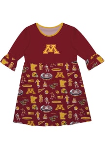 Vive La Fete Minnesota Golden Gophers Toddler Maroon Impressions Long Sleeve Dress