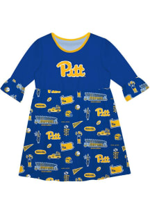 Vive La Fete Pitt Panthers Toddler Blue Impressions Long Sleeve Dress