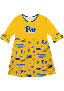 Vive La Fete Pitt Panthers Toddler Gold Impressions Long Sleeve Dress