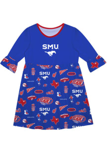 Vive La Fete SMU Mustangs Toddler Blue Impressions Long Sleeve Dress