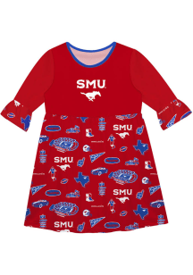 Vive La Fete SMU Mustangs Toddler Red Impressions Long Sleeve Dress