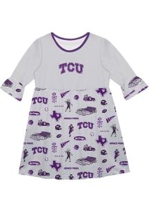 Vive La Fete TCU Horned Frogs Toddler Grey Impressions Long Sleeve Dress