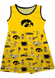 Vive La Fete Iowa Hawkeyes Toddler Girls Gold Impressions Short Sleeve Dress