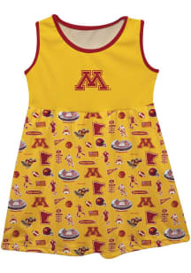 Vive La Fete Minnesota Golden Gophers Toddler Girls Gold Impressions Short Sleeve Dress