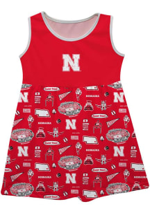 Vive La Fete Nebraska Cornhuskers Toddler Girls Red Impressions Short Sleeve Dress