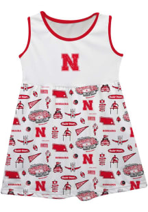 Vive La Fete Nebraska Cornhuskers Toddler Girls White Impressions Short Sleeve Dress
