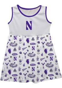 Vive La Fete Northwestern Wildcats Toddler Girls White Impressions Short Sleeve Dress