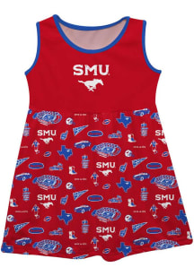 Vive La Fete SMU Mustangs Toddler Girls Red Impressions Short Sleeve Dress