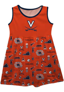 Vive La Fete Virginia Cavaliers Toddler Girls Orange Impressions Short Sleeve Dress