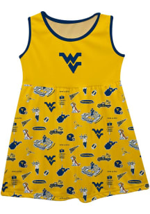 Vive La Fete West Virginia Mountaineers Toddler Girls Gold Impressions Short Sleeve Dress