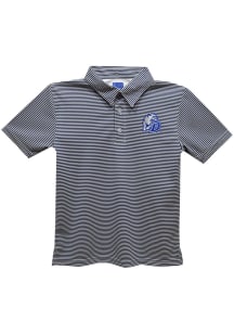 Vive La Fete Drake Bulldogs Youth Navy Blue Pencil Stripe Short Sleeve Polo Shirt