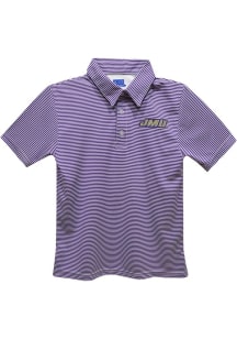 Vive La Fete James Madison Dukes Youth Purple Pencil Stripe Short Sleeve Polo Shirt