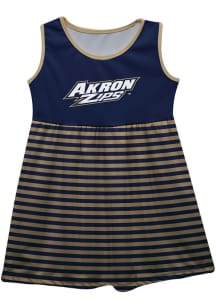 Vive La Fete Akron Zips Girls Navy Blue Stripes Short Sleeve Dress