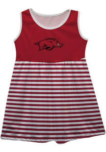 Vive La Fete Arkansas Razorbacks Girls Red Stripes Short Sleeve Dress