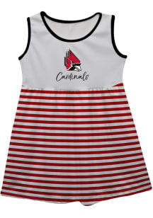 Vive La Fete Ball State Cardinals Girls White Stripes Short Sleeve Dress