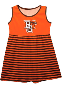 Vive La Fete Bowling Green Falcons Girls Orange Stripes Short Sleeve Dress