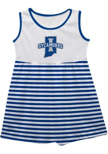 Vive La Fete Indiana State Sycamores Girls White Stripes Short Sleeve Dress