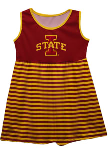 Vive La Fete Iowa State Cyclones Girls Maroon Stripes Short Sleeve Dress