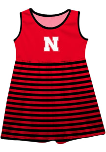 Vive La Fete Nebraska Cornhuskers Girls Red Stripes Short Sleeve Dress