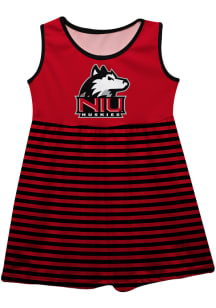 Vive La Fete Northern Illinois Huskies Girls Red Stripes Short Sleeve Dress