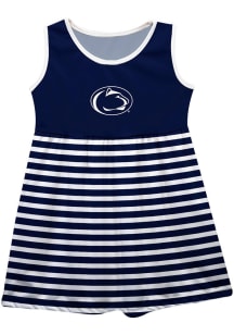 Vive La Fete Penn State Nittany Lions Girls Navy Blue Stripes Short Sleeve Dress