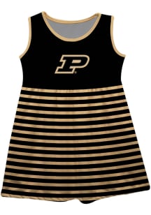 Vive La Fete Purdue Boilermakers Girls Black Stripes Short Sleeve Dress