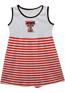 Vive La Fete Texas Tech Red Raiders Girls White Stripes Short Sleeve Dress