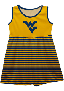 Vive La Fete West Virginia Mountaineers Girls Gold Stripes Short Sleeve Dress