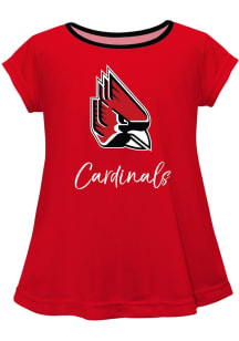 Vive La Fete Ball State Cardinals Infant Girls Script Blouse Short Sleeve T-Shirt Red