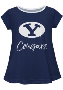 Vive La Fete BYU Cougars Infant Girls Script Blouse Short Sleeve T-Shirt Navy Blue