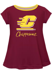 Vive La Fete Central Michigan Chippewas Infant Girls Script Blouse Short Sleeve T-Shirt Maroon