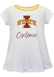 Vive La Fete Iowa State Cyclones Infant Girls Script Blouse Short Sleeve T-Shirt White