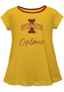 Vive La Fete Iowa State Cyclones Infant Girls Script Blouse Short Sleeve T-Shirt Gold