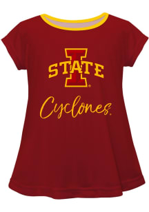 Vive La Fete Iowa State Cyclones Infant Girls Script Blouse Short Sleeve T-Shirt Maroon