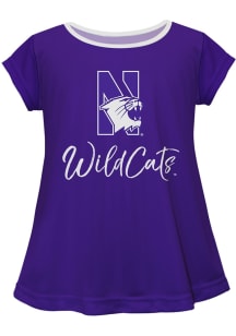 Vive La Fete Northwestern Wildcats Infant Girls Script Blouse Short Sleeve T-Shirt Purple