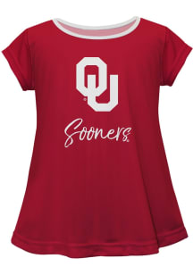 Vive La Fete Oklahoma Sooners Infant Girls Script Blouse Short Sleeve T-Shirt Red