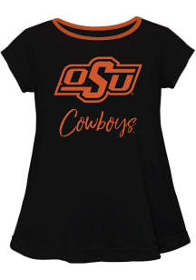 Vive La Fete Oklahoma State Cowboys Infant Girls Script Blouse Short Sleeve T-Shirt Black