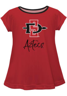 Vive La Fete San Diego State Aztecs Infant Girls Script Blouse Short Sleeve T-Shirt Red