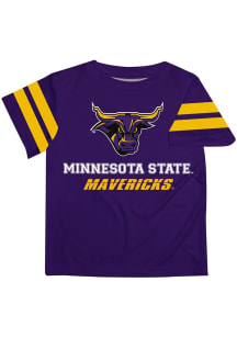 Vive La Fete Minnesota State Mankato Mavericks Youth Purple Stripes Short Sleeve T-Shirt