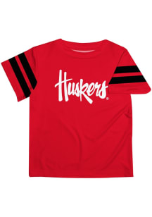 Vive La Fete Nebraska Cornhuskers Youth Red Stripes Short Sleeve T-Shirt