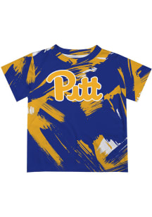 Vive La Fete Pitt Panthers Youth Blue Paint Brush Short Sleeve T-Shirt