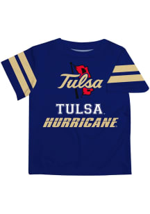 Vive La Fete Tulsa Golden Hurricane Infant Stripes Short Sleeve T-Shirt Blue