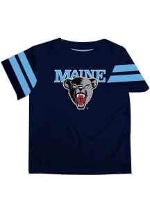Vive La Fete Maine Black Bears Toddler Navy Blue Stripes Short Sleeve T-Shirt