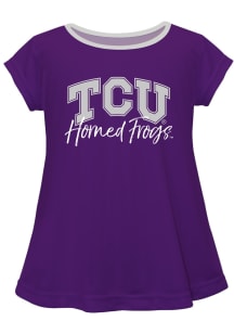 Vive La Fete TCU Horned Frogs Infant Girls Script Blouse Short Sleeve T-Shirt Purple