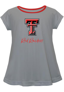Vive La Fete Texas Tech Red Raiders Infant Girls Script Blouse Short Sleeve T-Shirt Grey