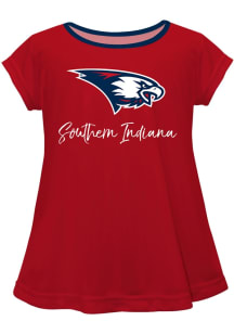 Vive La Fete Southern Indiana Screaming Eagles Infant Girls Script Blouse Short Sleeve T-Shirt Red